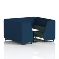 Brixworth 6 Seater Booth With Black Legs And White Table With Black Leg In X2 Fabric - Calculus Panels And Polygon Sofa