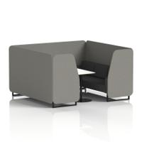 Brixworth 6 Seater Booth With Black Legs And White Table With Black Leg In X2 Fabric - Number Panels And Arithmetic Sofa