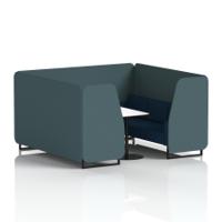 Brixworth 6 Seater Booth With Black Legs And White Table With Black Leg In X2 Fabric - Polygon Panels And Calculus Sofa