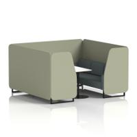 Brixworth 6 Seater Booth With Black Legs And White Table With Black Leg In Main Line Flax Fabric - Newbury Panels And Westminster Sofa