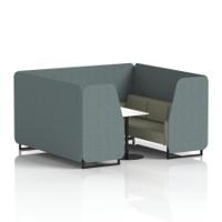 Brixworth 6 Seater Booth With Black Legs And White Table With Black Leg In Main Line Flax Fabric - Westminster Panels And Newbury Sofa