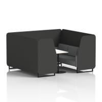 Brixworth 6 Seater Booth With Black Legs And White Table With Black Leg In Synergy Fabric - Mix Panels And Partner Sofa