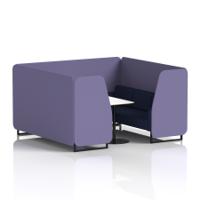 Brixworth 6 Seater Booth With Black Legs And White Table With Black Leg In Synergy Fabric - Order Panels And Alike Sofa
