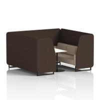 Brixworth 6 Seater Booth With Black Legs And White Table With Black Leg In Synergy Fabric - Wed Panels And Affix Sofa