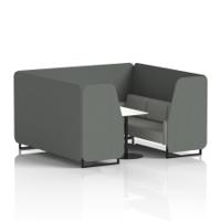 Brixworth 6 Seater Booth With Black Legs And White Table With Black Leg In Sumi Fabric - Kobe Panels And Tokyo Sofa