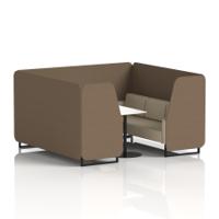 Brixworth 6 Seater Booth With Black Legs And White Table With Black Leg In Sumi Fabric - Osaka Panels And Zen Sofa