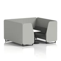 Brixworth 6 Seater Booth With Black Legs And White Table With Black Leg In Sumi Fabric - Tokyo Panels And Kobe Sofa