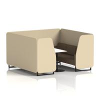 Brixworth 6 Seater Booth With Black Legs And White Table With Black Leg In Sumi Fabric - Zen Panels And Osaka Sofa