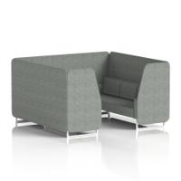 Brixworth 6 Seater Booth With White Legs In Rivet Fabric - Prime Panels And Sofa