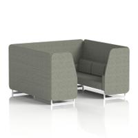 Brixworth 6 Seater Booth With White Legs In Rivet Fabric - Vitreous Panels And Sofa