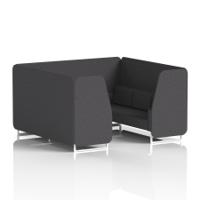Brixworth 6 Seater Booth With White Legs In X2 Fabric - Arithmetic Panels And Sofa