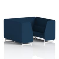 Brixworth 6 Seater Booth With White Legs In X2 Fabric - Calculus Panels And Sofa