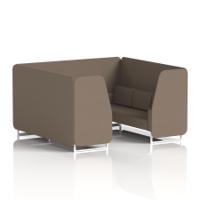 Brixworth 6 Seater Booth With White Legs In X2 Fabric - Theory Panels And Sofa
