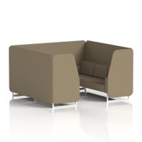 Brixworth 6 Seater Booth With White Legs In Main Line Flax Fabric - Bank Panels And Sofa