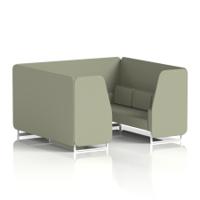 Brixworth 6 Seater Booth With White Legs In Main Line Flax Fabric - Newbury Panels And Sofa