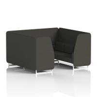 Brixworth 6 Seater Booth With White Legs In Main Line Flax Fabric - Temple Panels And Sofa