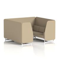 Brixworth 6 Seater Booth With White Legs In Main Line Flax Fabric - Upminster Panels And Sofa