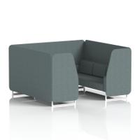 Brixworth 6 Seater Booth With White Legs In Main Line Flax Fabric - Westminster Panels And Sofa