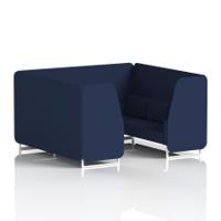 Brixworth 6 Seater Booth With White Legs In Synergy Fabric - Alike Panels And Sofa