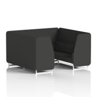 Brixworth 6 Seater Booth With White Legs In Synergy Fabric - Mix Panels And Sofa