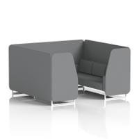 Brixworth 6 Seater Booth With White Legs In Synergy Fabric - Partner Panels And Sofa