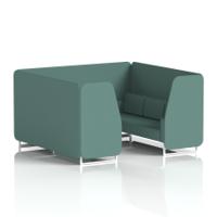 Brixworth 6 Seater Booth With White Legs In Sumi Fabric - Handa Panels And Sofa