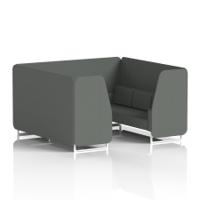 Brixworth 6 Seater Booth With White Legs In Sumi Fabric - Kobe Panels And Sofa