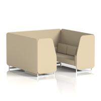Brixworth 6 Seater Booth With White Legs In Sumi Fabric - Zen Panels And Sofa