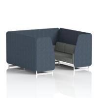 Brixworth 6 Seater Booth With White Legs In Rivet Fabric - Crucible Panels And Prime Sofa