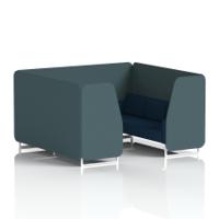 Brixworth 6 Seater Booth With White Legs In X2 Fabric - Polygon Panels And Calculus Sofa