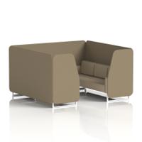 Brixworth 6 Seater Booth With White Legs In Main Line Flax Fabric - Bank Panels And Upminster Sofa
