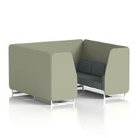 Brixworth 6 Seater Booth With White Legs In Main Line Flax Fabric - Newbury Panels And Westminster Sofa