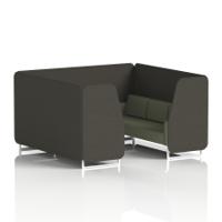Brixworth 6 Seater Booth With White Legs In Main Line Flax Fabric - Temple Panels And Monument Sofa