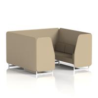 Brixworth 6 Seater Booth With White Legs In Main Line Flax Fabric - Upminster Panels And Bank Sofa
