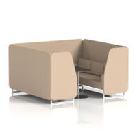 Brixworth 6 Seater Booth With White Legs And Black Table With Silver Leg In Synergy Fabric - Affix Panels And Sofa