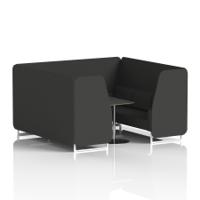 Brixworth 6 Seater Booth With White Legs And Black Table With Silver Leg In Synergy Fabric - Mix Panels And Sofa