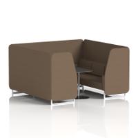 Brixworth 6 Seater Booth With White Legs And Black Table With Silver Leg In Sumi Fabric - Osaka Panels And Sofa