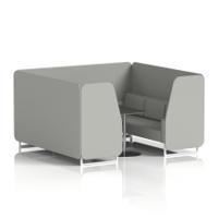 Brixworth 6 Seater Booth With White Legs And Black Table With Silver Leg In Sumi Fabric - Tokyo Panels And Sofa
