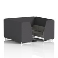 Brixworth 6 Seater Booth With White Legs And Black Table With Silver Leg In X2 Fabric - Arithmetic Panels And Number Sofa