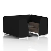 Brixworth 6 Seater Booth With White Legs And Black Table With Silver Leg In X2 Fabric - Diameter Panels And Theory Sofa