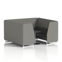Brixworth 6 Seater Booth With White Legs And Black Table With Silver Leg In X2 Fabric - Number Panels And Arithmetic Sofa
