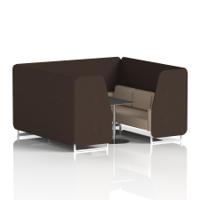 Brixworth 6 Seater Booth With White Legs And Black Table With Silver Leg In Synergy Fabric - Wed Panels And Affix Sofa