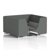 Brixworth 6 Seater Booth With White Legs And Black Table With Silver Leg In Sumi Fabric - Kobe Panels And Tokyo Sofa