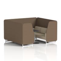 Brixworth 6 Seater Booth With White Legs And Black Table With Silver Leg In Sumi Fabric - Osaka Panels And Zen Sofa