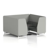 Brixworth 6 Seater Booth With White Legs And Black Table With Silver Leg In Sumi Fabric - Tokyo Panels And Kobe Sofa