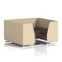 Brixworth 6 Seater Booth With White Legs And Black Table With Silver Leg In Sumi Fabric - Zen Panels And Osaka Sofa