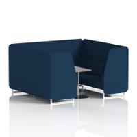 Brixworth 6 Seater Booth With White Legs And Grey Table With Silver Leg In X2 Fabric - Calculus Panels And Sofa
