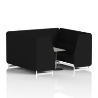 Brixworth 6 Seater Booth With White Legs And Grey Table With Silver Leg In X2 Fabric - Diameter Panels And Sofa