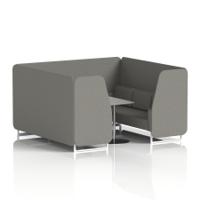 Brixworth 6 Seater Booth With White Legs And Grey Table With Silver Leg In X2 Fabric - Number Panels And Sofa