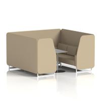 Brixworth 6 Seater Booth With White Legs And Grey Table With Silver Leg In Main Line Flax Fabric - Upminster Panels And Sofa